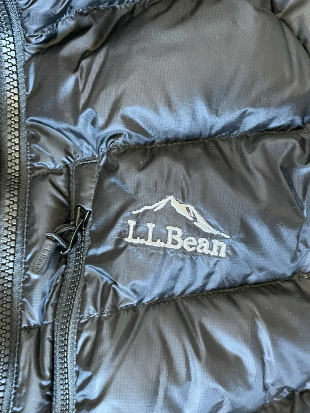 L.L.Bean 850 Down Puffer Jacket Men’s Large Tall Black Pertex 850 Fill Packable